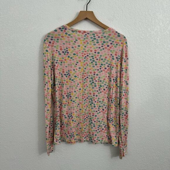 Posh Peanut Multi Polka Dot Henley V-Neck Long Sleeve Top Pink XL - Picture 4 of 7